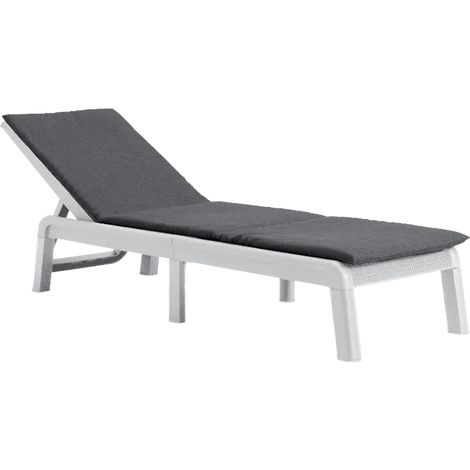 Keter Mallorca Sonnenliege Garten, 4-fach verstellbar, klappbar, weiß, inkl. Auflage