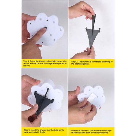 Lot de 4 lampes solaires extérieures neuves pour pelouse, spots encastrés 4LED pour jardin, avec 4 autocollants double-face, 4 supports à piquer, boîte, patte d'ours solaire lumière chaude, taille uni (1/5)