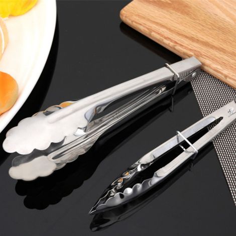 Pinces de service en acier inoxydable de qualité alimentaire, 18 cm (7 pouces), idéales pour les buffets, les barbecues et les fêtes. (1/5)