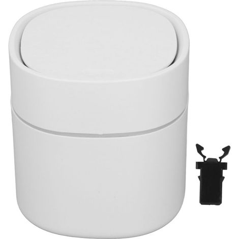 Mini Poubelle de Bureau avec Couvercle pour Déchets et Poussière - Blanc pour Table Basse, Coiffeuse ou Plan de Travail (1/5)