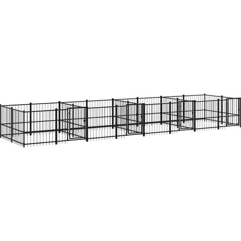 Maison Exclusive - Outdoor-Hundezwinger Stahl 15,02 m² (1/5)