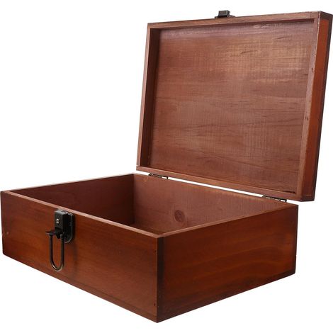 Vintage Pine Wood Jewelry Box with Lock, Elegant Organizer for Office Storage, Smooth Surface, for Bedroom and Home Decor (1/5)