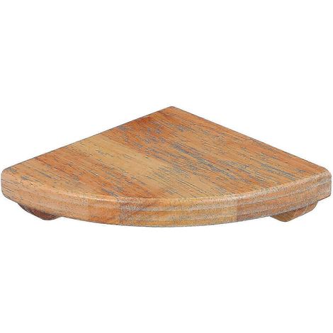 Étagère d'angle murale en bois couleur chocolat, idéale pour la maison, la salle de bain et le bureau. (1/5)