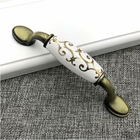 Lot de 6 boutons de porte en alliage de bronze en céramique pour armoire, placard, placard, style chinois, poignée en bronze (1/5)