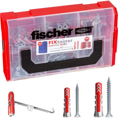Fischer FixTainer DuoPower DuoTec, Valigetta 200 Tasselli con Vite Assortiti, per Fissaggio su Cartongesso, Muro Pieno, Mattone Forato, e Calcestruzzo cellulare, 541106 (1/4)