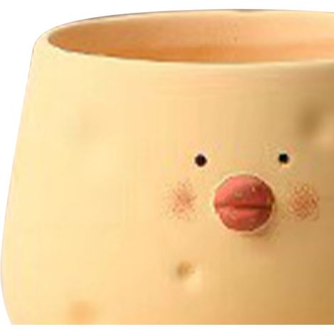 Keramik-Blumentopf für Sukkulenten, schalenförmig, mit einem niedlichen, handgezeichneten gelben Küken. Ideal für drinnen und draußen. (1/5)