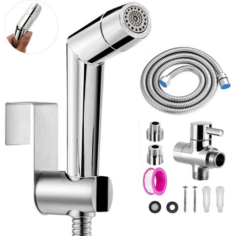Toilet Shower, Complete Set Toilet Sprayer for Daily Personal Hygiene, Toilet Shower Head with Hose, with Adapters G1/2 and G3/8 Inches (1/5)