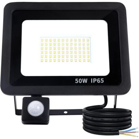 50W Projecteur LED Exterieur Avec Détecteur de Mouvement,Projecteur LED Extérieur IP65 Etanche,72 LED Spot LED Extérieur 5000LM,6500K Blanc Froid Projecteur LED Eclairage Exterieur Avec Détecte (1/4)