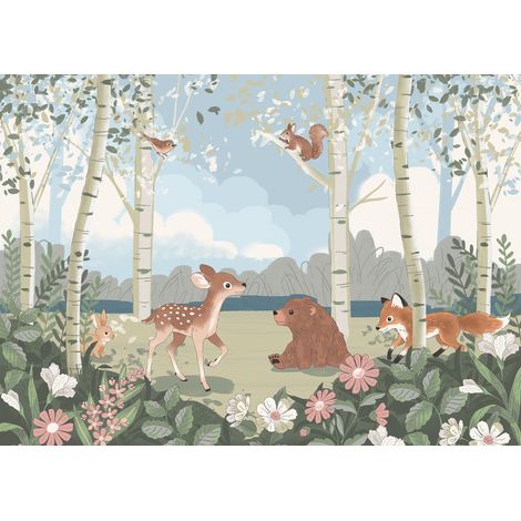 Papier peint panoramique enfant,naturel Histoire du Jour (1/4)