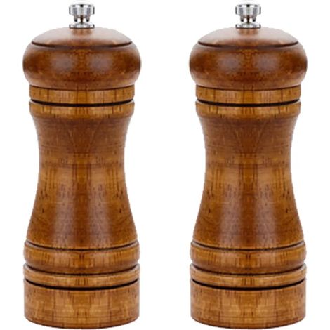 Moulin à sel et à poivre en bois avec noyau en céramique, petit ensemble de deux pièces (1/5)