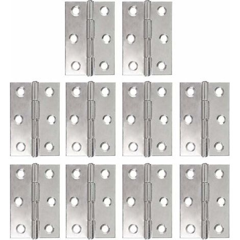 Lot de 10 charnières inox charnière piano charnières pliantes bandeau de charnière de porte de meuble charnière 48 mm avec 6 trous de fixation connecteurs pour jardinières modélisme (1/5)