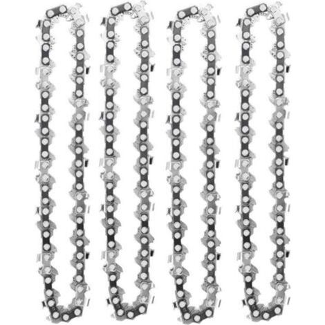4 Pièces Chaînes De Tronçonneuse 4 Pouces 1/4 Pouces Compatibles Mini Tronçonneuses électriques Sans Fil 4 Pouces 28 maillons d'entraînement 10cm (1/5)