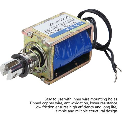 Électroaimant solénoïde CC de type push-pull JF-1040B, 25 N, 12 V CC, course de 10 mm (1/3)