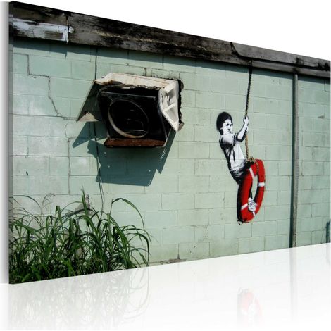 Tableau Imprimé "Garçon sur une Balançoire - Banksy" 40x60cm (1/2)