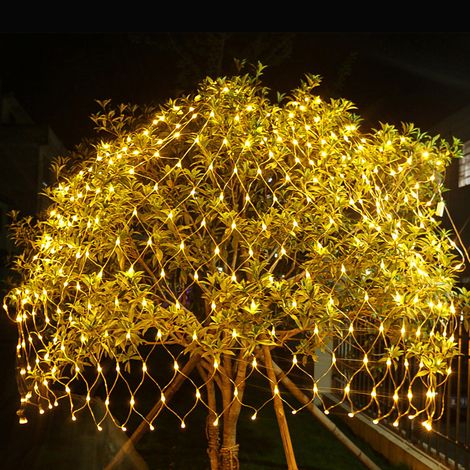 SWANEW Luce della rete del LED 2x2M luce della stringa della tenda all'aperto 8 modi bianco caldo (1/5)