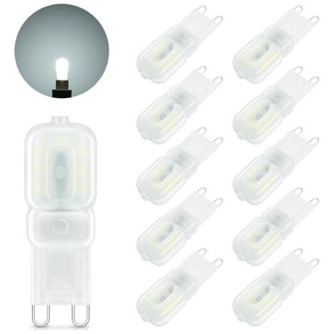 Ampoule LED G9, 3W Equivalent 30W Halogène Lampe, Blanc Froid 6000K, 300LM, Mini LED G9 Lampe Sans Scintillement, Non Dimmable, Angle du faisceau 360° pour Chambre Salon Cuisine, lot de 10 (1/5)