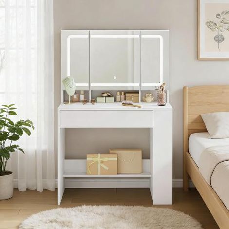 Praktischer Eitelkeit bureau, table à coucher avec miroir (seulement avec table de maquillage)