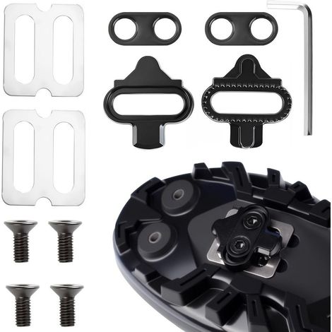 Zweiteilige, rutschfeste Fahrrad-Cleats mit Gripplatten, 2-Loch-Cleats, Klickpedal-Schuh-Cleats-Set, kompatibel mit SPD (SH51) MTB-Pedalen, für Mountainbike-Schuhe und Indoor-Cycling (1/5)