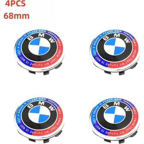 NURIA-Cache moyeu jante BMW 68mm-Enjoliveur centre roue-Convient pour le remplacement des enjoliveurs BMW-Collaboration Bleu et Blanc (1/2)