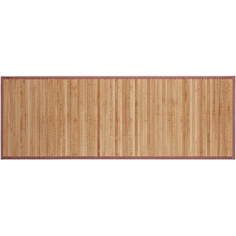 Relaxdays Natural Bamboo Bath Mat, Moisture-Resistant, Textile Border, Bathtub Rug , 53 x 152 cm (1/5)