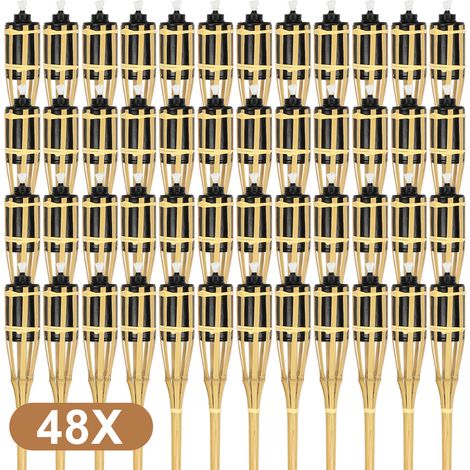 Wolketon 48 x Gartenfackel im Set, Ölfackeln aus Bambus, mit Docht, stimmungsvolle Fackeln für außen, Deko, Höhe: 90 cm, natur