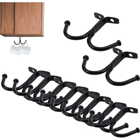 Lot de 12 crochets en métal pour tasses, ustensiles, manteaux, chapeaux, cravates et pots de fleurs (1/5)