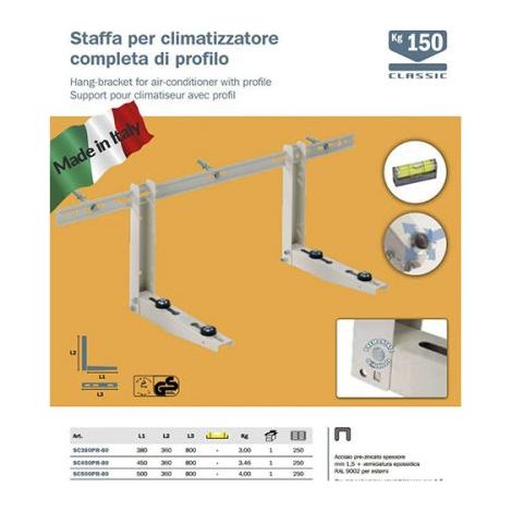 Supports PRO pour climatiseur mobile 12000 à 36000 BTU – Acier thermoplastique résistant aux intempéries – Niveau à bulle intégré – Vecamco