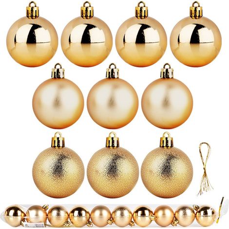 Ornamenti natalizi infrangibili color oro per alberi di Natale, 5 cm, 10 pezzi (1/5)