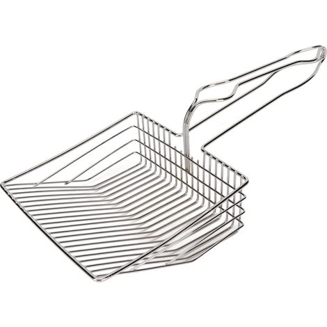 Pelle à litière en métal nickelé, surface de préhension élargie, avec support de base de 0,5 cm. (1/5)