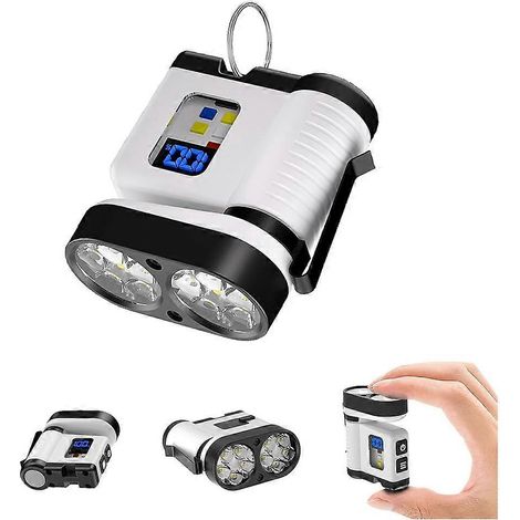 Lampe porte-clés EDC rechargeable - Lampe porte-clés ultra-lumineuse à clip en métal avec éclairage latéral COB et aimant arrière blanc (1/5)