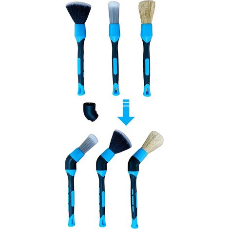 Lot de 3 brosses de nettoyage auto douces anti-rayures pour voiture - Outils de detailing, pinceau pour tableau de bord et intérieur (1/3)