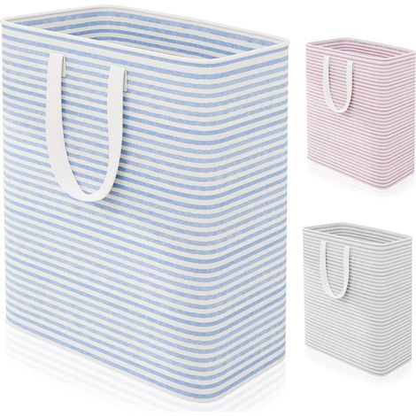 Large 100L Collapsible Laundry Hamper, Freestanding Waterproof Laundry Basket, Reinforced Handles, Storage for Clothes, Towels, Toys and Blankets, Blue (1/5)