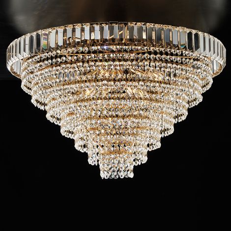 Vladimir - Deckenleuchte aus Eisen und goldenem Messing mit Strasssteinen 8 Lichter H.43 - Ø62 - BL263-PL8-OR