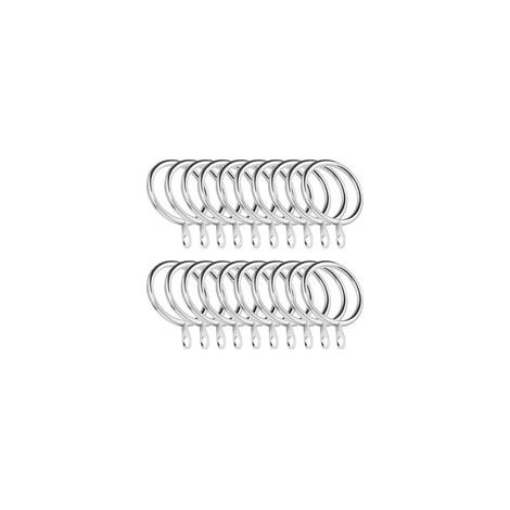 20 Anneaux de Rideau Métal 45mm Argent, Œillets Fixes Décoratifs avec Crochets de Suspension pour Tringle à Rideau, Lot de 20 Pièces (1/4)