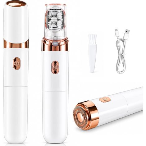 Epilateur Visage Femme, Épilateur Facial 2-en-1 Sans Fil Rechargeable avec Lumière LED, Tondeuse Visage Indolore pour Femmes, Rasoir Portable Électrique pour Visage, Jambes, Bras et Maillot (1/5)