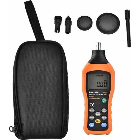 [NEVER USED] Digital Tachometer, PM6208A Contact Type Digital Tachometer Motor Motor LCD Backlight Display Accuracy Speed Gauge Portable Tester,