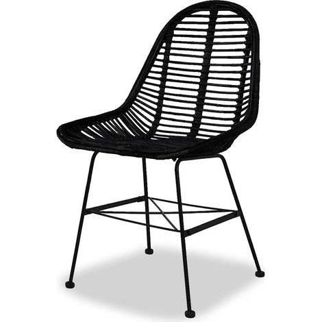 Maison Exclusive - Esszimmerstühle 2 Stk. Natur Rattan Schwarz (1/5)