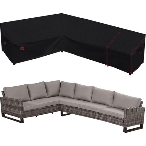 Housse de canapé de jardin forme de L - Imperméable - Pour canapé d'angle - Noir - 228 cm + 300 cm (droite) (1/5)