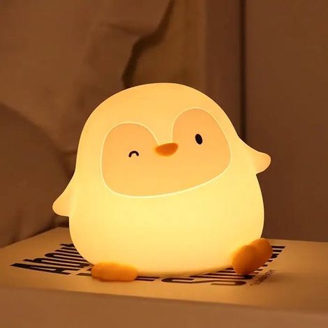 Simpatica lampada notturna a forma di pinguino in silicone,Lampada a LED ricaricabile tramite USB,lunga durata della batteria (1/3)