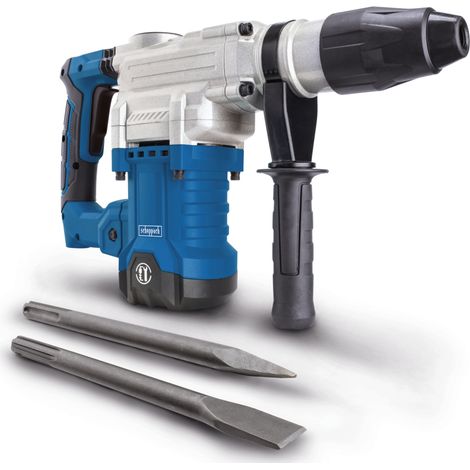 Scheppach Marteau perforateur DH1600MAX – Puissance 1600 W – Force d'impact – 10 Joules – 3800 coups/min – Contrôle des vibrations – Mandrin SDS max – Livré avec burin plat et burin pointu (1/5)