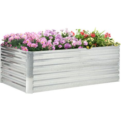 royaluxe -Carré potager de jardin rectangulaire tubes de renforcement acier galvanisé 180 x 90 x 59 cm (1/5)