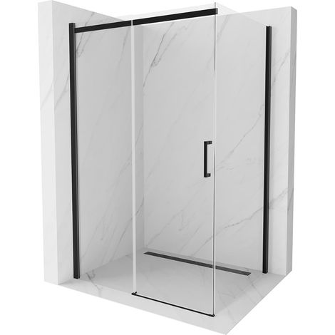 Mexen Omega ausziehbare Duschabtrennung 150 x 100 cm, Transparent, Schwarz - 825-150-100-70-00 (1/5)