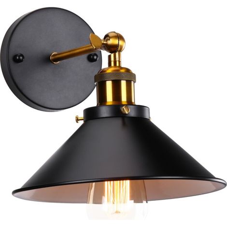 Applique Murale Industrielle Vintage Design Style RétroLuminaire Métal Rotation à 180 Degrés - Noir et blanc (1/5)