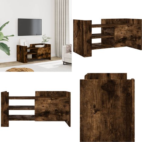 TV-Schrank Räuchereiche 80x35x40 cm Holzwerkstoff - TV Schrank - Fernsehtisch - Regal - Wohnzimmer Möbel - Holzmöbel - Home & Living (1/5)