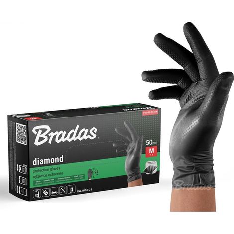 Guanti di protezione bradas Diamond Nero taglia L nitrile diamante