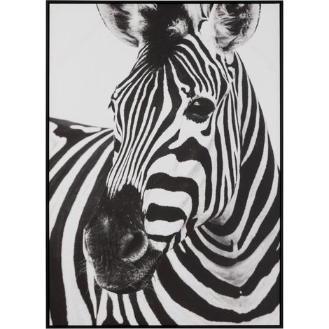 Tableau Imprimé Déco "Zèbre" 103x143cm Noir & Blanc (1/4)