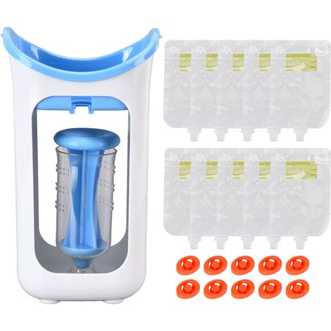 Mixeur à aliments bébé portable en silicone manuel, transformateur de nourriture pour bébé, cuisine maison restaurant bleu (1/5)