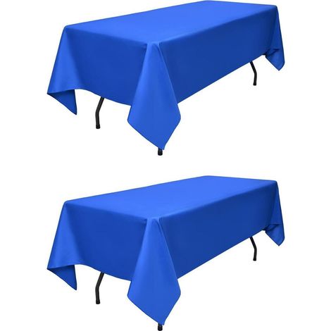 Lot de 2 nappes bleu roi 153x260cm Polyester résistant aux plis