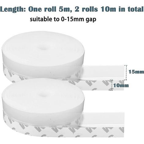 CREA Lot de 2 bandes d'étanchéité en silicone 10 m25 mm, joint autocollant pour porte et fenêtre, joint transparent pour bas de porte, anti-poussière, résistant aux intempéries, insonorisant – 10 m