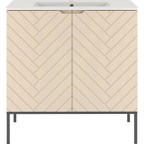 Waschtisch 80 cm breit in kaschmir mit gefrästen Fronten ANGERA-140 (1/5)